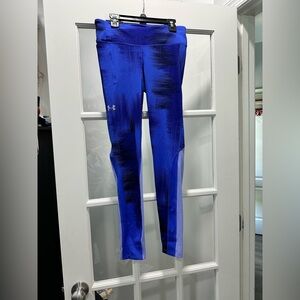 Under Armour Compression Mid Rise Full Length Blue Leggings -Size Medium